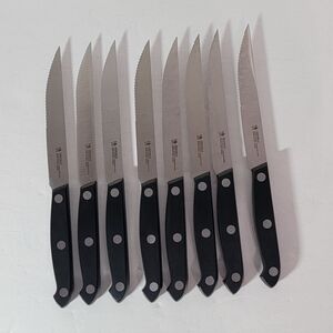 8 HENCKELS 4.5" Serrated STEAK Knife, Stainless Steel, BLACK Handle, 13359-120